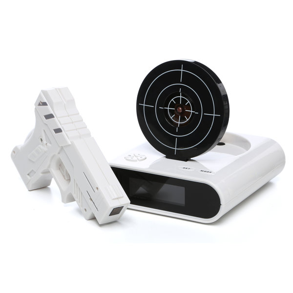 Trademark Global Gun Amp Target Recordable Alarm Clock Set